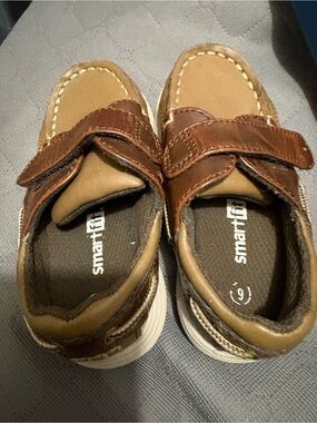 smartfit Brown and Tan Kids Double-Strap Casual Sneakers